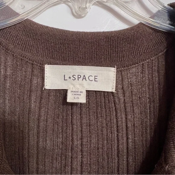 Revolve LSpace Undertow Dress Womens L Expresso Brown Stretch Ribbed Knit Maxi - Picture 9 of 11